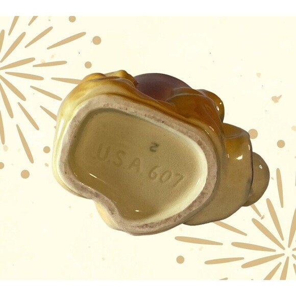 Shawnee, Clown Planter, "U.S.A.-607" 3.25" Tall 5" Across Vintage - Picture 4 of 5